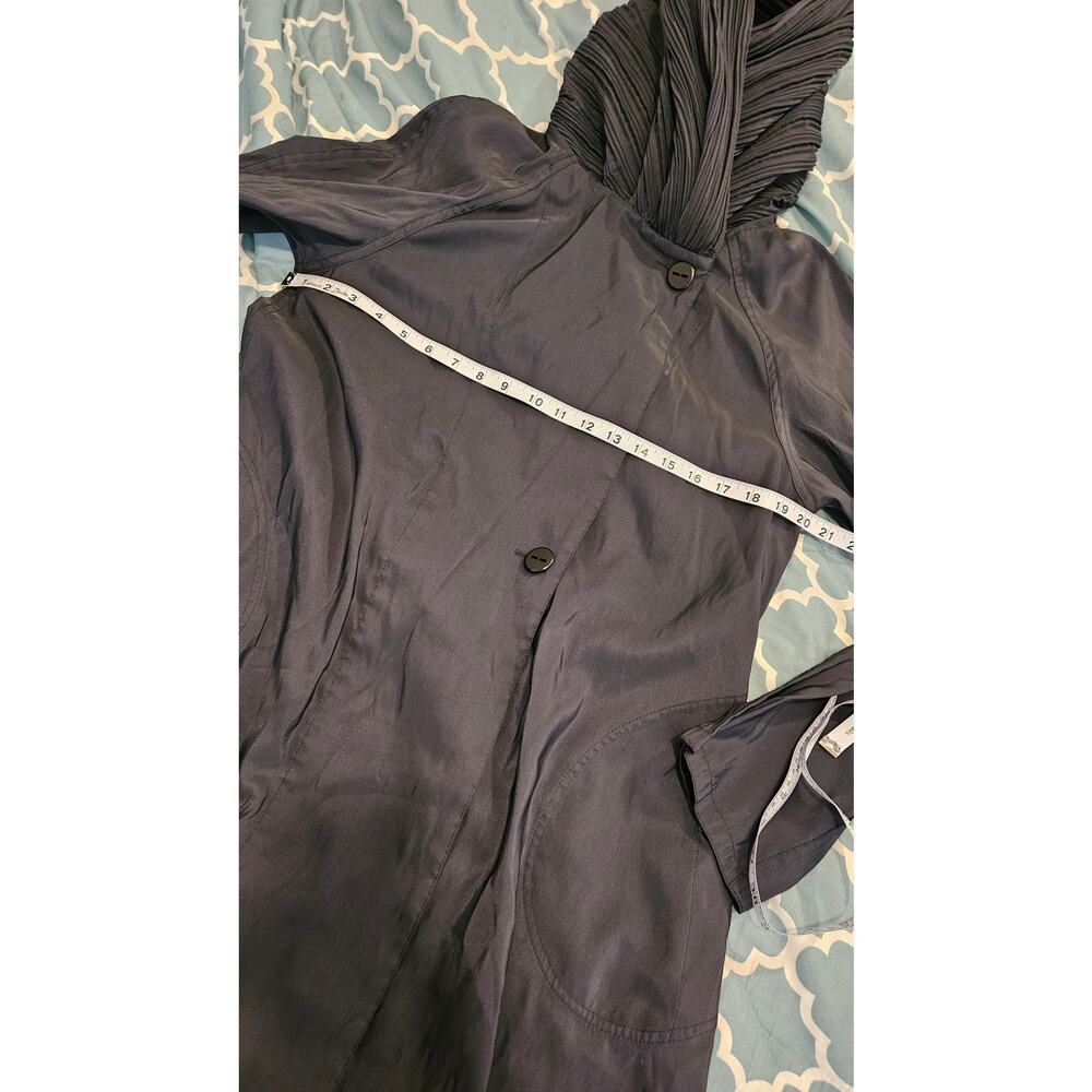 Black Pleated Hooded Swing Coat Jacket Womens Medium No Brand - Picture 5 of 9